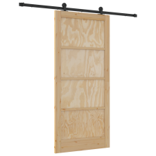 vidaXL Csúszó Ajtó Hardver Készlettel 93x202 cm Szilárd Fenyőfából (3333374) építőanyag