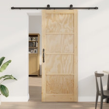 vidaXL csúszóajtó hardver készlettel 83x211 cm Tömör fa Fenyő nyílászáró