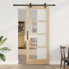 vidaXL Csúszóajtó hardver készlettel - 83x211 cm - Tömör fenyőfa nyílászáró