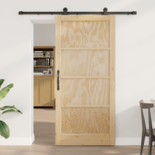 vidaXL Csúszóajtó hardver készlettel 93x202 cm Tömör fa fenyő nyílászáró