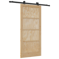 vidaXL Csúszóajtó hardver készlettel 93x202 cm Tömör fa fenyő (3333346) nyílászáró