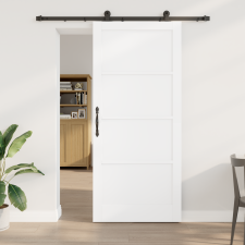 vidaXL csúszóajtó hardver készlettel Fehér 93x211 cm Tömör fa fenyő nyílászáró