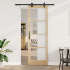 vidaXL Csúszóajtó hardver szettel 78x232 cm Tömör fa fenyő nyílászáró