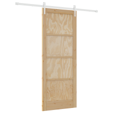 vidaXL Csúszóajtó hardver szettel 83x211 cm Tömör fa fenyő (3333758) nyílászáró