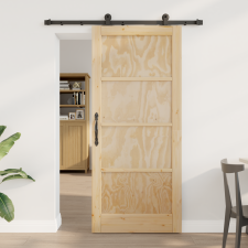 vidaXL Csúszóajtó Hardware szettel "ORKDAL" Tömbfa fenyő nyílászáró