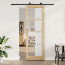 vidaXL Csúszóajtó ORKDAL Barna 78 x 232 cm Fa és fém nyílászáró