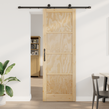 vidaXL Csúszóajtó szerelési készlettel 83x232 cm Tömör fa fenyő nyílászáró
