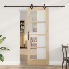 vidaXL Csúszóajtó vasalattal 73.5x198.5 cm Szilárd fa fenyő nyílászáró