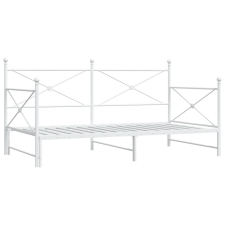 vidaXL Daybed with Trundle without Mattress White 100x190 cm acél (4104690) ágy és ágykellék