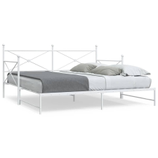 vidaXL Daybed with Trundle without Mattress White 107x203 cm acél ágy és ágykellék