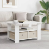  vidaXL Dohányzóasztal fiókkal Fehér 77 x 55 x 42 cm Faanyag