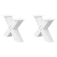 vidaXL Dohányzóasztal lábak X alakú 2 db Fehér 50x(30-31) cm Acél bútor