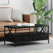 vidaXL Dohányzóasztal with Drawer Musta tammi 100 x 51 x 45 cm Faanyag bútor