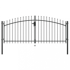 vidaXL Dupla ajtós lándzsahegy tetejű kerítéskapu 300 x 150 cm kerti dekoráció