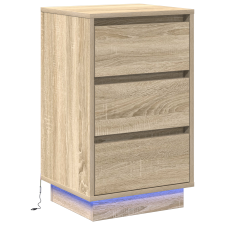 vidaXL Éjjeli kabinet LED világítással Sonoma tölgy 39x34,5x65 cm Szerelt fa (869628) bútor