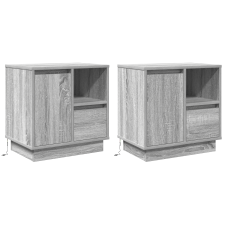 vidaXL Éjjeli szekrény LED világítással 2 db Szürke Sonoma 50x34,5x50 cm (869589) bútor