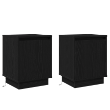 vidaXL Éjjeli szekrények LED világítással 2 db Fekete 39x34,5x50 cm (869597) bútor