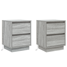 vidaXL Éjjeli Szekrények LED Világítással 2 db Szürke Sonoma 39x34.5x50 cm (869621) bútor