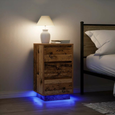 vidaXL éjjeliszekrény LED fényekkel Régi fa 38x34x65 cm bútor