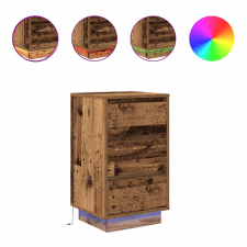 vidaXL éjjeliszekrény LED fényekkel Régi fa 38x34x65 cm (861308) bútor