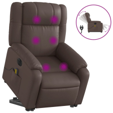 vidaXL elektromos barna műbőr felállást segítő dönthető masszázsfotel (3205173) masszázsfotel