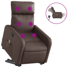 vidaXL elektromos barna műbőr felállást segítő dönthető masszázsfotel (3206772) masszázsfotel