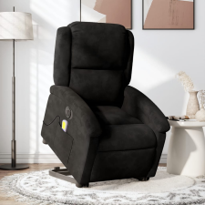 vidaXL elektromos felállást segítő fekete bársony masszázsfotel masszázsfotel