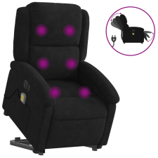 vidaXL elektromos felállást segítő fekete bársony masszázsfotel (3204339) masszázsfotel