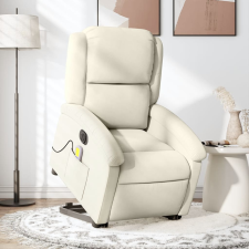 vidaXL elektromos felállást segítő krémszínű bársony masszázsfotel masszázsfotel