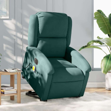 vidaXL elektromos felállást segítő sötétzöld bársony masszázsfotel masszázsfotel