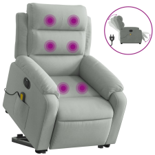vidaXL elektromos felállást segítő világosszürke bársony masszázsfotel (3205125) masszázsfotel