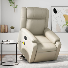vidaXL elektromos krémszínű műbőr felállást segítő masszázsfotel masszázsfotel