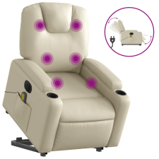 vidaXL elektromos krémszínű műbőr felállást segítő masszázsfotel (3204452) masszázsfotel