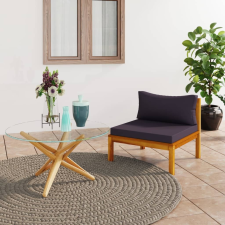 vidaXL elemes tömör akácfa középső kanapé sötétszürke párnákkal kerti bútor