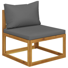 vidaXL elemes tömör akácfa középső kanapé sötétszürke párnával kerti bútor