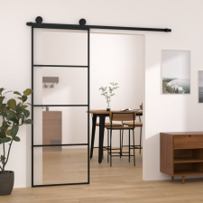 vidaXL ESG üveg és alumínium tolóajtó fémszerelvény-szettel 76x205 cm építőanyag
