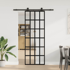 vidaXL ESG üveg és alumínium tolóajtó fémszerelvény-szettel 76x205 cm (3332851) nyílászáró