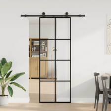 vidaXL ESG üveg és alumínium tolóajtó fémszerelvény-szettel 76x205 cm (3332885) nyílászáró