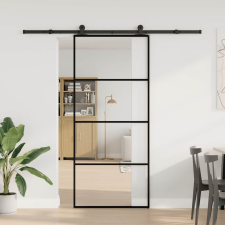 vidaXL ESG üveg és alumínium tolóajtó fémszerelvény-szettel 90x205 cm (3332871) nyílászáró