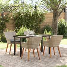 vidaXL Étkezőgarnitúra 5 pcs Világosszürke és fekete 140 x 70 x 74 cm kerti bútor