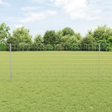 vidaXL Euro Kerítés 10 U Oszloppal Ezüst 1x10 m Acél építőanyag