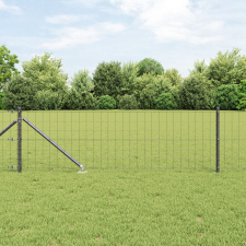vidaXL Euro Kerítés 13 Cövek Rögzítővel 0.8x25 m Galvanizált Acél Szürke építőanyag