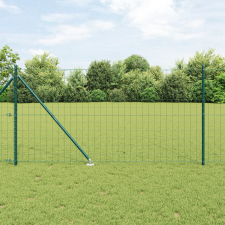 vidaXL Euro Kerítés 13 Vaskaróval 1.2x25 m Galvanizált Acél Zöld építőanyag
