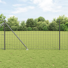 vidaXL Euro Kerítés 7 Cölöppel 1.4x10 m Galvanizált Acél Szürke építőanyag