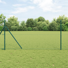 vidaXL Euro Kerítés 7 Oszloppal 1.4x10 m Galvanizált Acél Zöld építőanyag