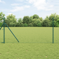 vidaXL Euro Kerítés 7 oszloppal 1.4x10 m Galvanizált Acél Zöld építőanyag
