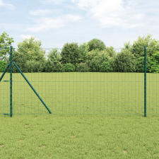 vidaXL Euro Kerítés 7 Oszloppal 1.4x10 m Galvanizált Acél Zöld építőanyag
