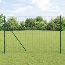 vidaXL Euro Kerítés 7 Oszloppal 1.5x10 m Horganyzott Acél Zöld építőanyag