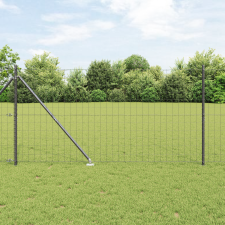 vidaXL Euro Kerítés 7 Rögzítő Oszloppal 1.2x10 m Galvanizált Acél Szürke építőanyag