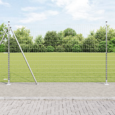 vidaXL Európai Kerítés 7 Függőleges Oszloppal 1.4x10 m Horganyzott Acéltól építőanyag